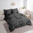 thumbnail image 2 of Castle Fairy Gothic Skull Letter L Bedding Comforter Set 7pcs for Teens,Vintage Damask Queen Bedding Sets,Black Reversible, 2 of 7
