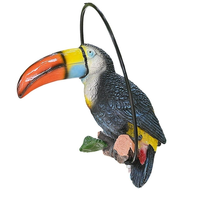 Tucan Tree Decor Toucan Figurine La césped exótica de pájaros tropicales Estatuas de jardín divertida para el jardín para el porche de la oficina del Con el anillo