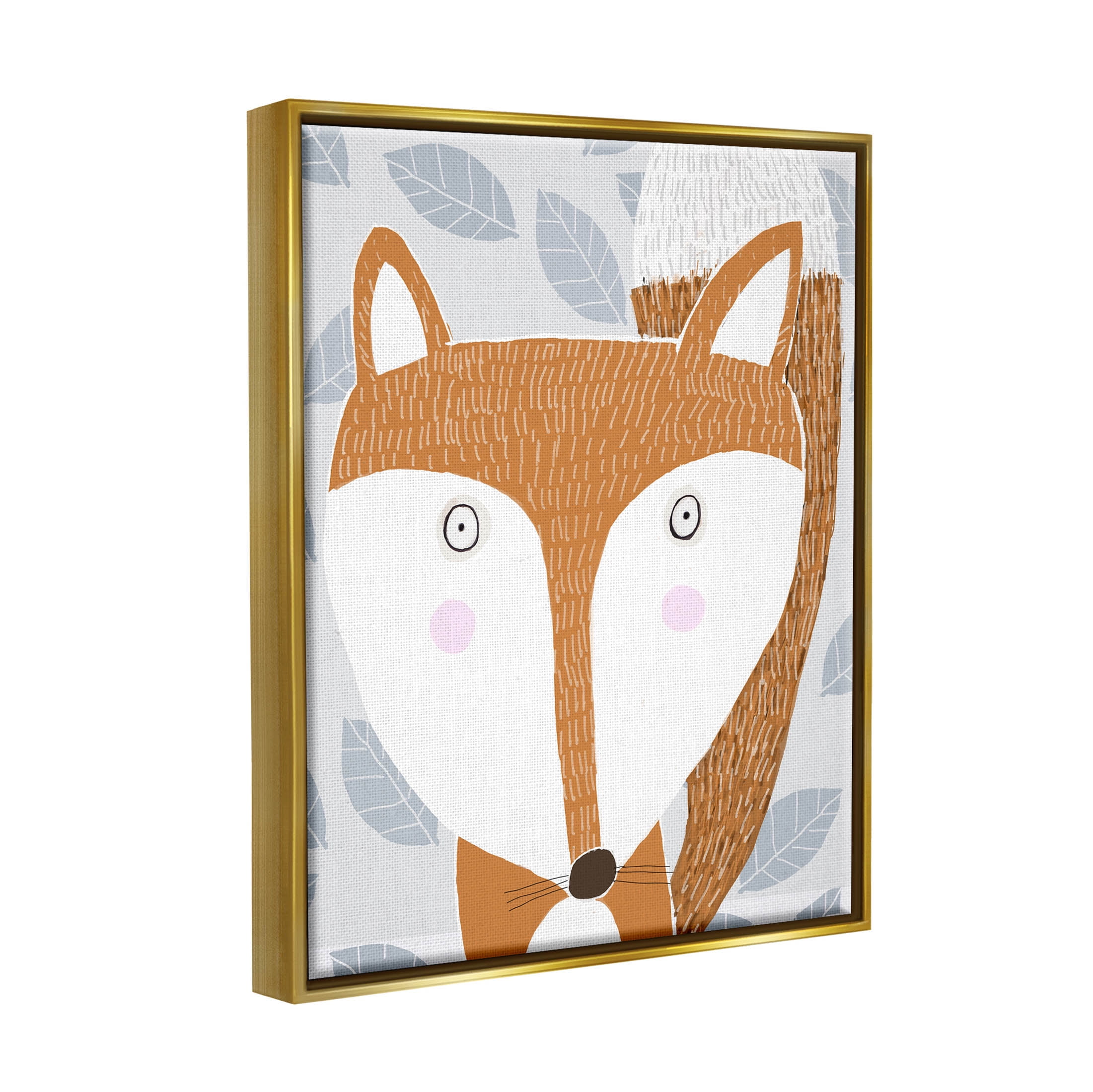 Stupell Industries Woodland Fox Leaf Pattern Graphic Art Metallic Gold Floating Framed Canvas Print Wall Art, Design by Carla Daly