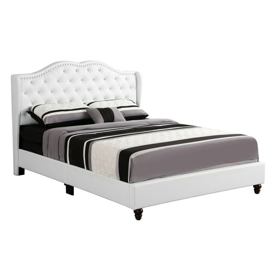 Joy Jewel White Tufted Full Panel Bed