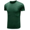 thumbnail image 3 of YYDGH Mens Short Sleeve Crew Neck T-Shirt Contrast Trim Knit Slim-Fit Tees Top Green S, 3 of 5