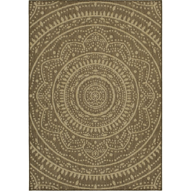 Mainstays 5' x 7' Brown Medallion Outdoor Rug