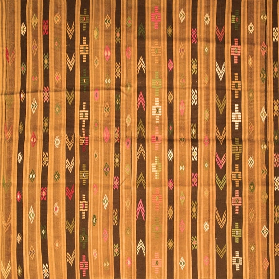 Ahgly Company Indoor Square Southwestern Orange Country Area Rugs, 4' Square