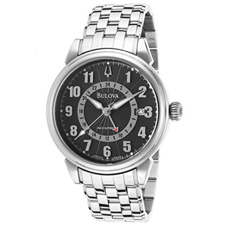 Accutron Gemini Black Dial Stainless Steel Mens Watch 63B014
