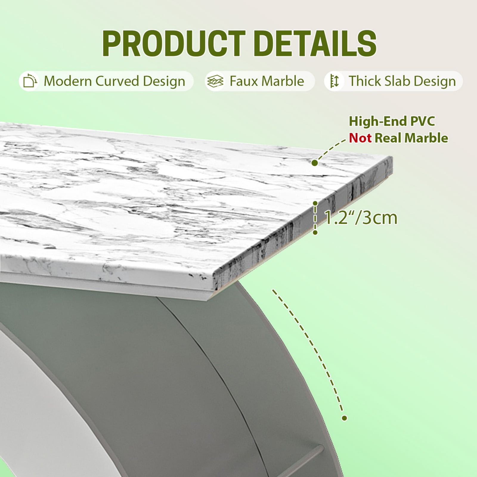 Coffee Tables for Living Room, 45" Marble Coffee Table with RGB Strip, Smart Coffee Table with Storage for Living Room/Dining Reception