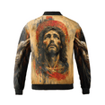 thumbnail image 3 of Jesus Crown of Thorns Bomber Jacket – Artistic Christian Faith Apparel for Men and Women – Crucifixion Painting Design, 3 of 4