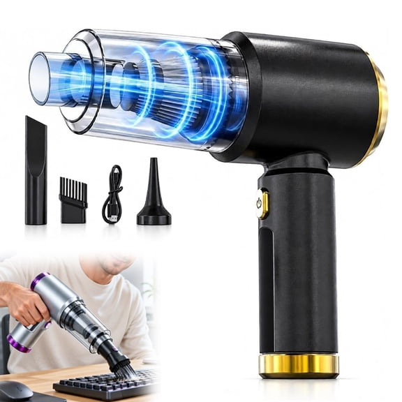 Cordless Car Vacuum Cleaner, 2-in-1 Handheld Vacuum and Air Pump, Portable Mini Vacuum with Attachments for Car Interior, Home, Sofa & Tight Spaces