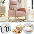 thumbnail image 6 of PAPROOS Rocking Chair, Teddy Fabric Accent Chair with 2 Side Pockets and Pine Wood Legs, High Backrest Arm Chair Modern Rocker Lounge Chair for Living Room, Pink, 6 of 10