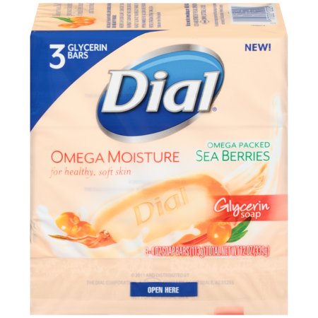 Glycerin Soap Blocks - Dial Glycerin Bar Soap, Omega Moisture, 4 Ounce Bars, 3 Count