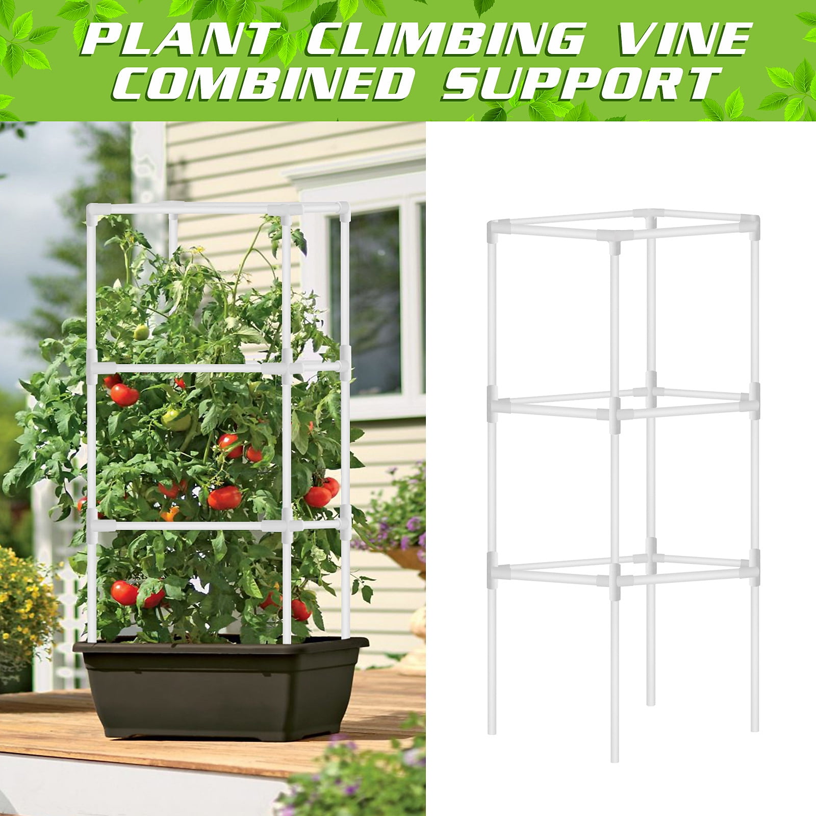 Details about   Tomato Garden Cage w/ Clip Vegetable Rack Tube PE Green Plant Stand Adjustable 