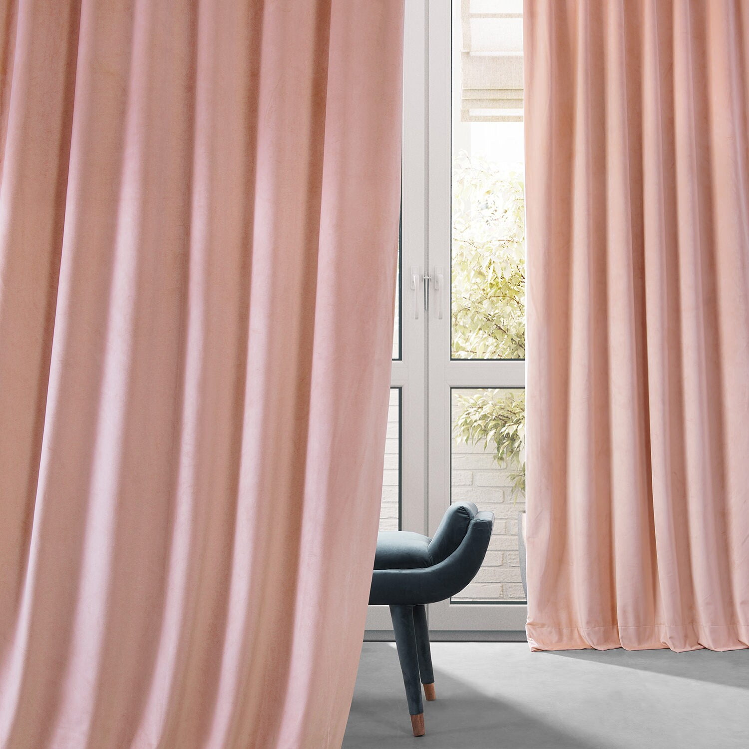 HPD Half Price Drapes Signature Apricot Blossom Plush Velvet Hotel Blackout Curtain (1 Panel), Apricot Blossom, 50W X 84L