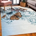 thumbnail image 3 of Butterfly Decorative Rug, Monarch Butterflies Vintage Damask Inspired Design, Quality Carpet for Bedroom Dorm and Living Room, 6 Sizes, Petrol Blue, by Ambesonne, 3 of 4