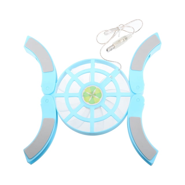DR-S04 Almohadilla de Enfriamiento para Portátil Plegable Almohadilla de Enfriamiento Portátil Alimentada por USB Efecto de Luz Azul con Doble Ventilador Soporte de Enfriamiento Azul