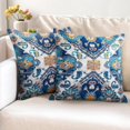 thumbnail image 2 of Boho Pillow Covers 18"x18" Set of 2 Carpet Blue Vintage Throw Pillow Case Soft Square Decorative Pillowcases for Home Decor Sofa Car Living Room, 2 of 6