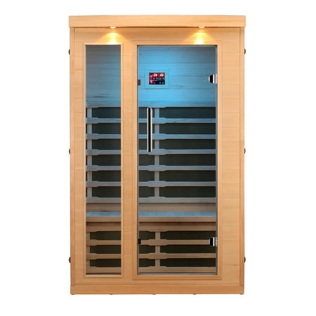 ALEKO IF2HEM Indoor Two-Person Canadian Hemlock Infrared Sauna, Multi-Colored Light Spectrum