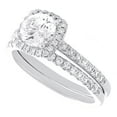 thumbnail image 3 of 14K White Gold Lab Created Solitaire Diamond Cushion Halo Bridal Set 1.50 CT, 3 of 5