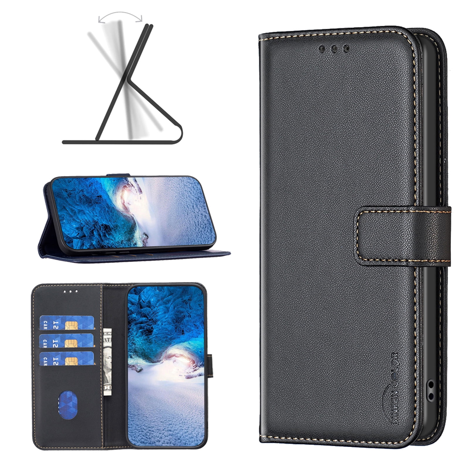 PU Leather Case for Samsung Galaxy S26 Wallet, Folding Flip Case Adjustable Stand Card Slots Protective Classic Durable Cover Compatible with Samsung Galaxy S26, Magnetic Clasp, Black