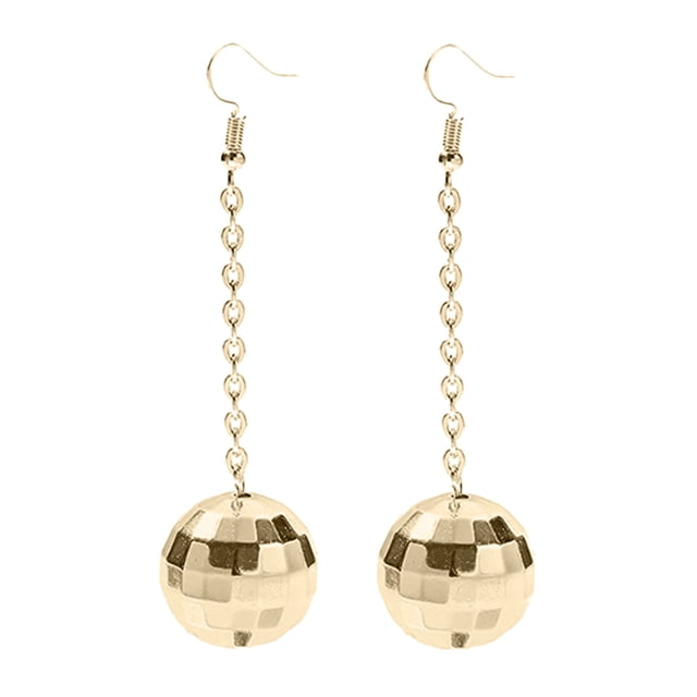 Pendientes Disco de Oro Plateado para Mujer Pendientes Vintage Accesorios de Disfraces de Mujer