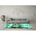 thumbnail image 3 of Ahgly Company Indoor Round Abstract Turquoise Blue Modern Area Rugs, 6' Round, 3 of 4
