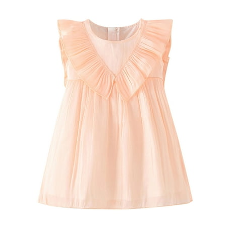 

Toddler Girls Summer Crew Neck Solid Color Fly Sleeve Dress Children s Princess Dress Girl Clothes 5t Girls Clothes Clearance Dresses For 5 Year Old Girls
