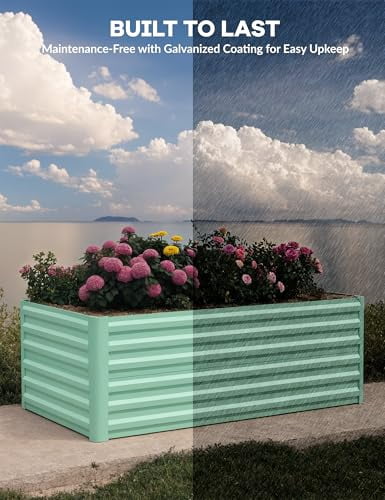 Raised Garden Bed,Deep Root Planter Box for Vegetables,Flowers,Herbs-Large Metal Raised Garden Bed Kit Outdoor