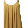 thumbnail image 4 of A2Y Women's Relaxed Fit Wool Dobby Woven Double Layer Spaghetti Cami Pleated Top Light Mustard L, 4 of 6
