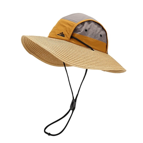 Sun Hats for Women , Womens Beach Hat , Straw Beach Hat Summer Sun Hat with Adjustable Tie Strap for Outdoor Casual Wear and Holiday Travel