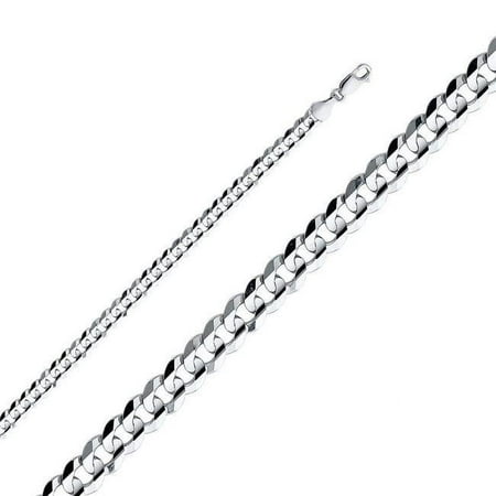 24 in. 14K White Gold 5.9 mm Wide Regular Concave Cuban Chain