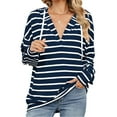 thumbnail image 2 of SHIBEVER Womens Hoodies Sweatshirts Striped Color Block Hooded Pullover V Neck Long Sleeve Shirts for Women Tops Loose Casual Lightweight Tunic Tops Fall Clothing, 2 of 7