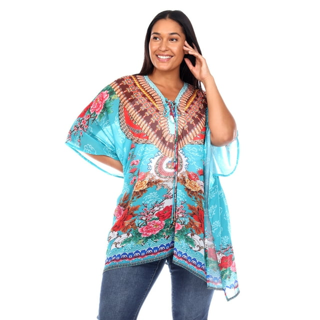 White Mark Caftan Court pour Femmes avec Encolure à Nouer