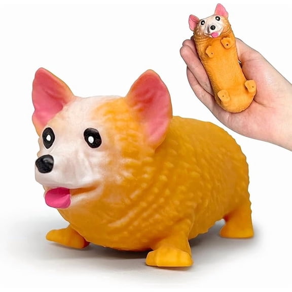 Simulated Corgi Dog Squishy Fidget Toys for Adults Soft Polymer Sensory Gadget Realistic Animal Office Desk Accessory Slow Rebound Tactile Tool 1 Pack