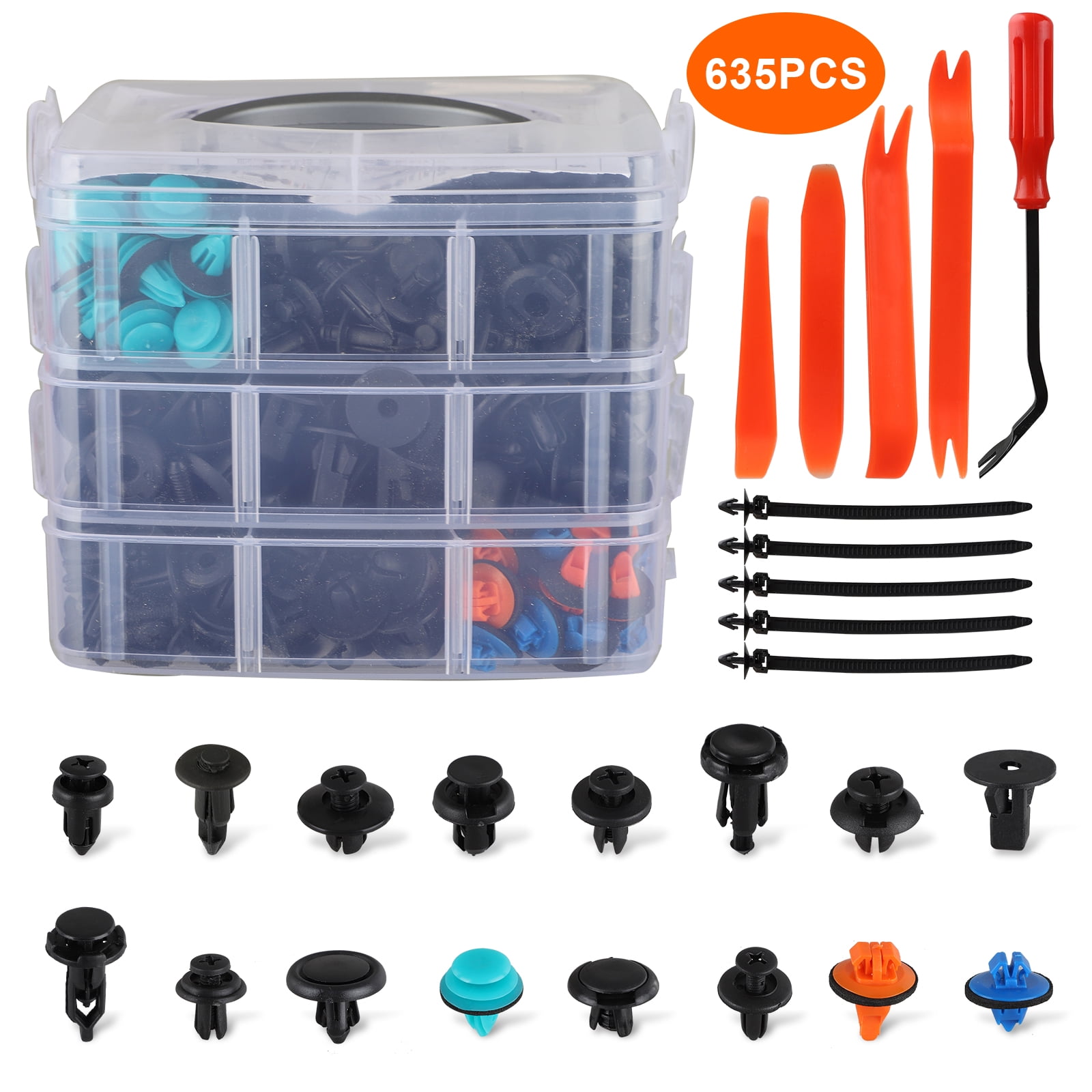 Yhomie 465 Pcs Professional Car Retainer Clips Plastic Fasteners Kit with Fastener Remover,Car Door Panel Lining,Bumper,Snap Door Panel,Snap Clip 