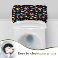 thumbnail image 4 of Renewold Dog Paw Bone Printed Toilet Tank Lid Cover with Elastic Bottom, Star Heart Pattern Splash Resistant Cover for Toilet Tank Lid, Washable Bathroom Decor, Black, 4 of 6