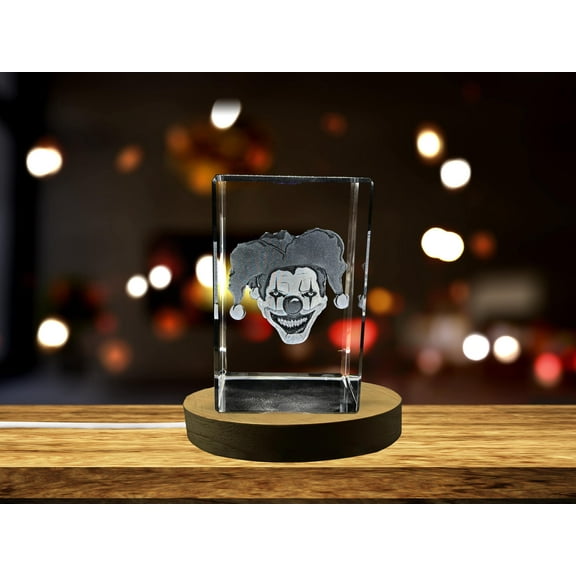 Halloween Clowns 3D Engraved Crystal Decor