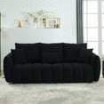 thumbnail image 2 of Furvclv 82" Premium Teddy Fabric Sofa Upholstered Couch With 3 Back Pillows 3 Back Cushions Armrest Couch 3-Seater Sofa For Guest Room Office Living Room Bedroom, 2 of 8