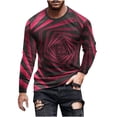 thumbnail image 2 of Blusas y camisas de manga larga con cuello redondo para hombre, blusa informal de manga larga con cuello redondo y estampado de rayas, blusa de poliéster para hombre, 2 of 5