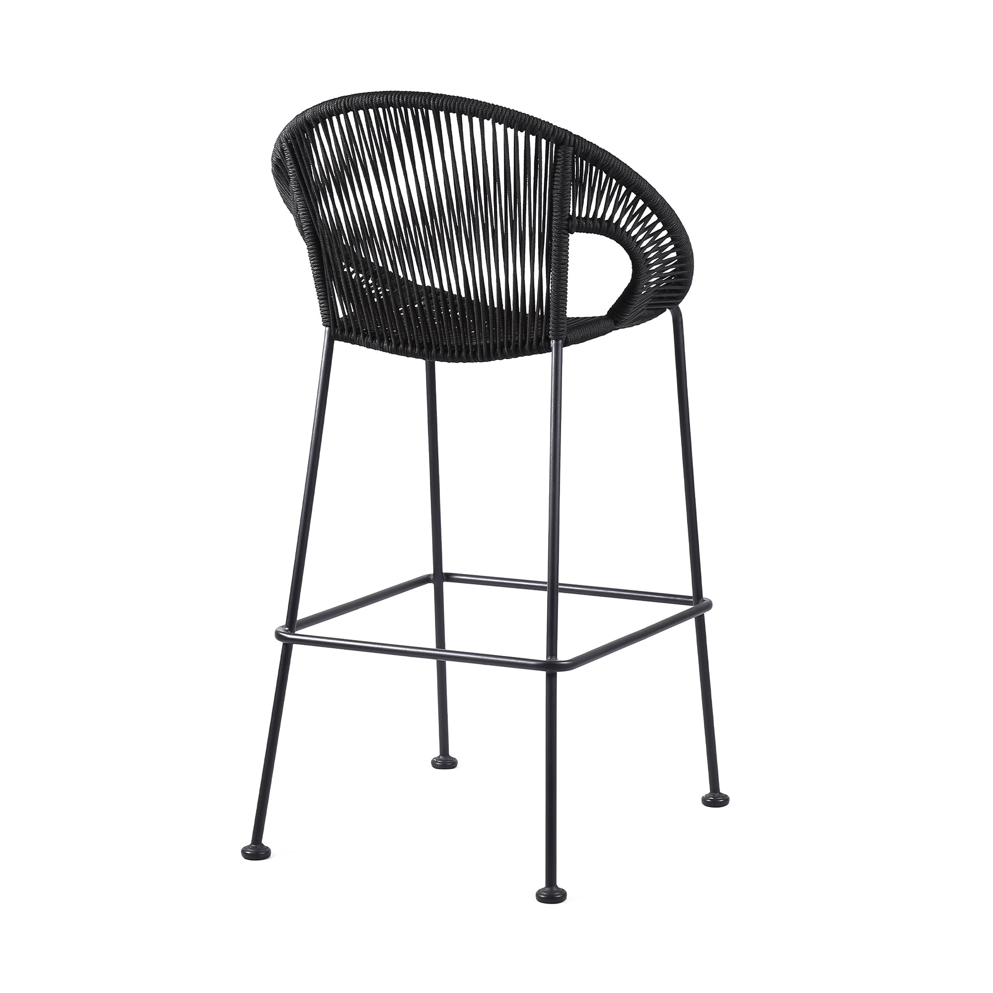 Acapulco 30" Indoor Outdoor Steel Bar Stool with Black Rope - Set of 2