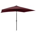 thumbnail image 4 of Parasol SKM con luces LED y poste de acero rojo burdeos 2 m x 3 m, 4 of 9