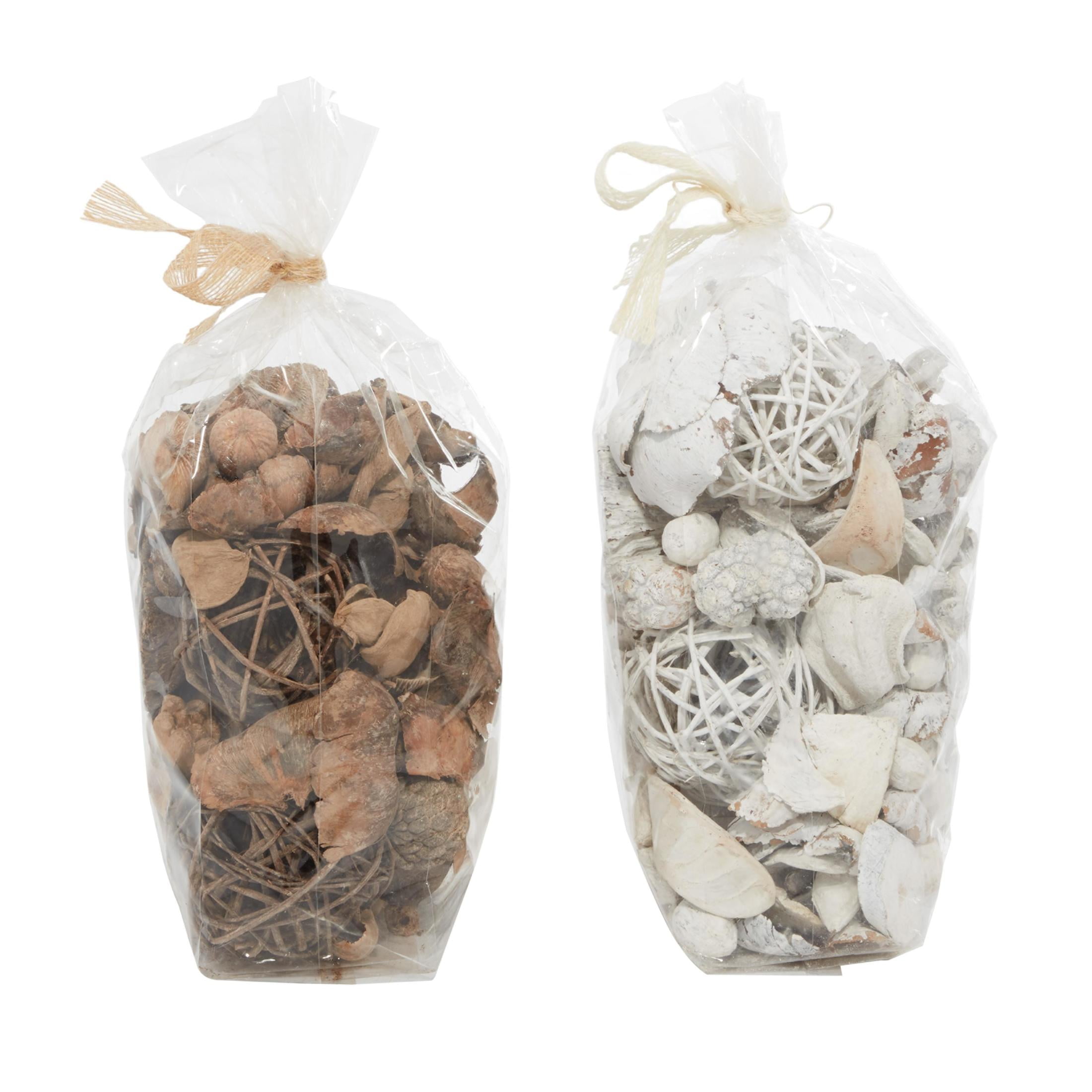 DecMode Brown 8" Handmade Wood Orbs & Vase Filler with Varying Designs (2 Count)