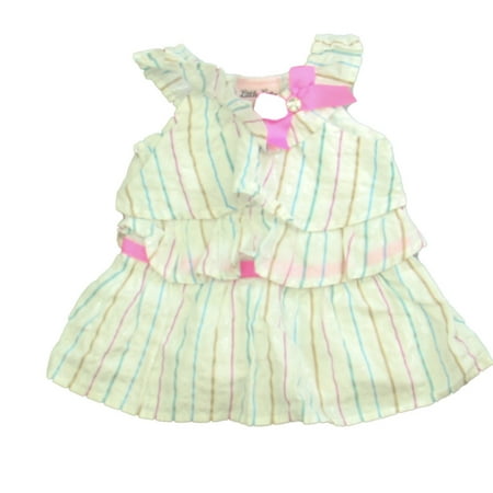

Pre-owned Little Lass Girls White Stripe Dress size: 18 Months