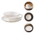 thumbnail image 2 of 1 Set Ceramic Coffee Cup With Plate Household Delicate Tea Cup (White), 2 of 8