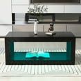 thumbnail image 2 of Yesfashion Modern LED Coffee Table with Open Storage Space High Gloss Coffee End Table with 16 Colors LED Lights Remote Control for Living Room, 2 of 8