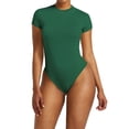 thumbnail image 3 of Womens Jumpsuits Casual Tight Solid Color Short Sleeved Bodysuit Jumpsuits for Women Green XL, 3 of 7