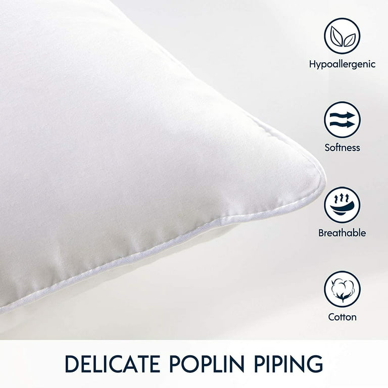 Elegant Comfort 2-Pack Pillow Insert Poly-Cotton Shell Siliconized Fiber Filling, 12 x 12, White 2 Count