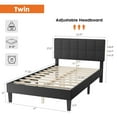 thumbnail image 4 of EDX Twin-XL Size Upholstered Platform Bed Frame with Padded Wingback Headboard, Modern Accent Bedroom Furniture, Black PU Leather, 4 of 7