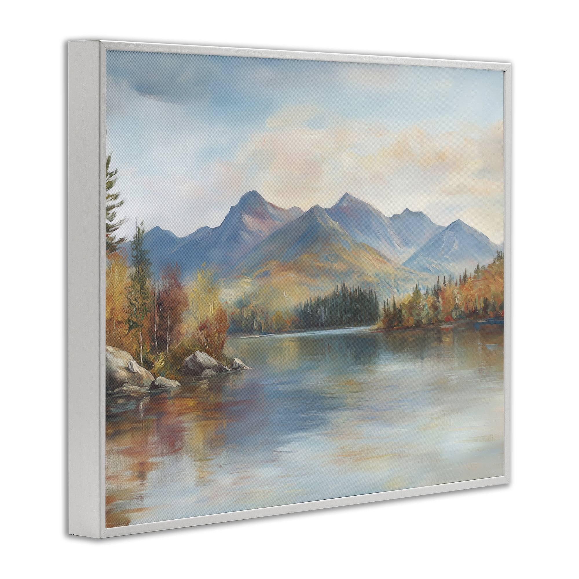 Stupell Industries Rustic Lake Landscape in Fall White Framed Giclee Art, design by LSR Design Studio