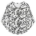 thumbnail image 4 of Black White Floral Seamless Pattern Women's V-Neck Blouse With 3/4 Ruffled Bell Sleeves Casual Top Ladies Blouses, 4 of 7
