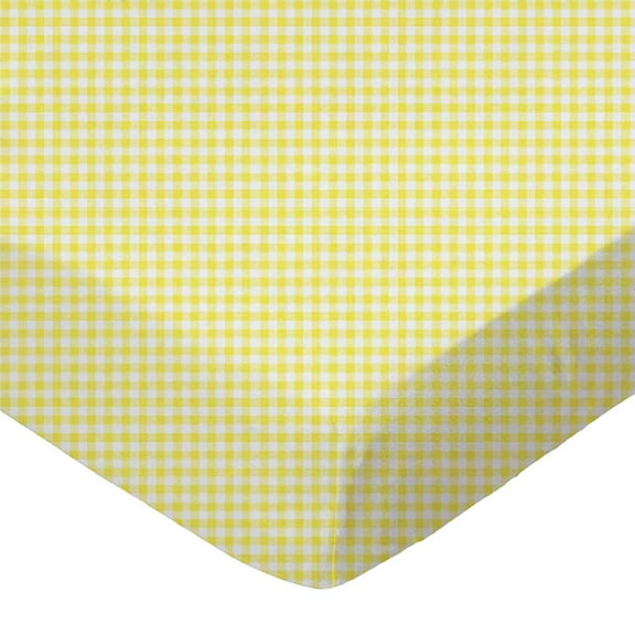 SheetWorld Fitted 100% Cotton Percale Portable Mini Crib Sheet 24 x 38, Primary Yellow Gingham Woven