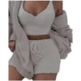 thumbnail image 2 of Mifsaly Plus Size Pajama Set Women Fuzzy Fleece 3 Piece Pjs Sleeveless Crop Tops Open Front Long Cardigan Sleepwear Hooded Teddy Coats Soft Cozy Shorts Pants 2025 Trendy Homewear Matching Outfits, 2 of 6