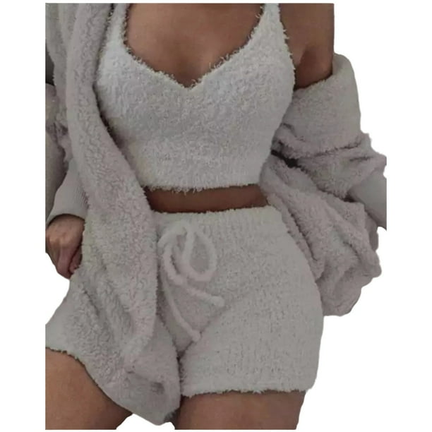 Traje informal de 3 piezas para mujer, suave y cómodo, para el hogar